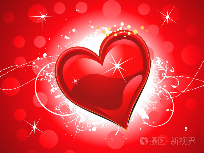 抽象闪亮红色心壁纸