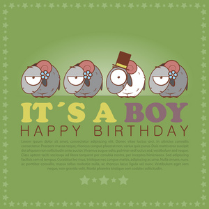 与可爱卡通羊搞笑生日快乐贺卡照片