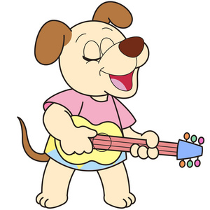 卡通狗玩一把吉他