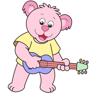 弹吉他的卡通熊