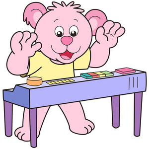 卡通熊玩电子风琴