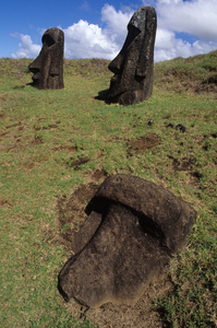 美丽的 moai 的复活节岛在南太平洋