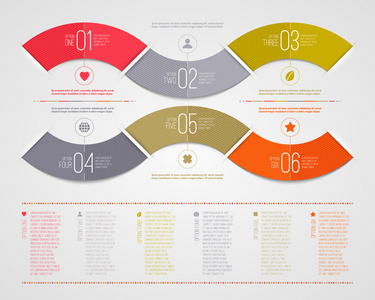 信息图表设计模板抽象编号的颜色纸波浪形状