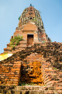在泰国的旧砖宝塔。