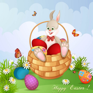 复活节贺卡与可爱的小兔子