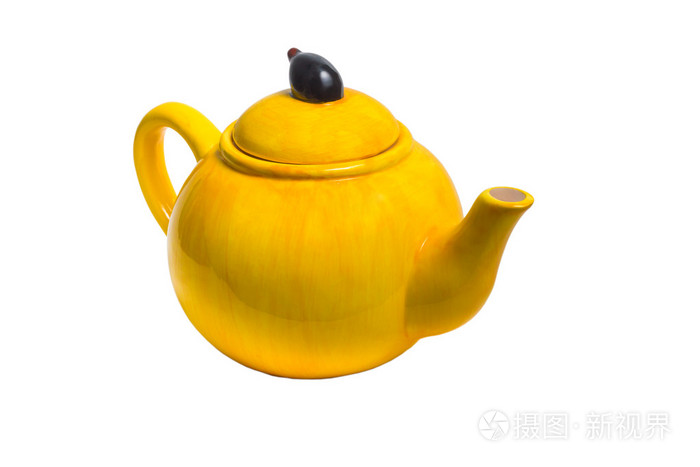 水壶陶瓷黄茶壶茶隔离裁剪路