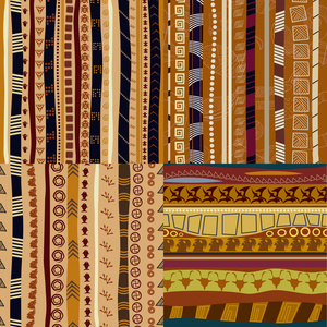 颜色模式原始部落图案的一套照片