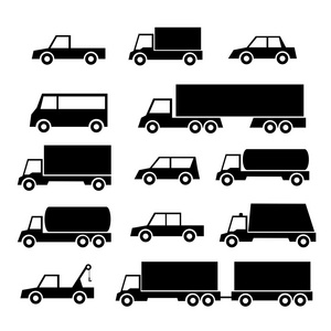轿车和卡车的图标集