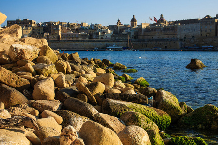 vittoriosa 从 kalkara，马耳他的天际线