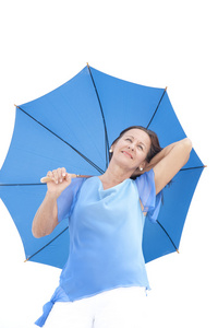 有信心有魅力的成熟女人蓝伞