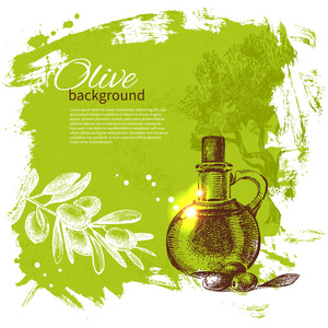 复古橄榄的背景。手工绘制的插图