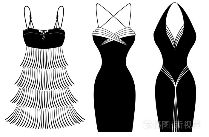 孤立的衣服的女人方 dresses.vector 黑色 silhouettes