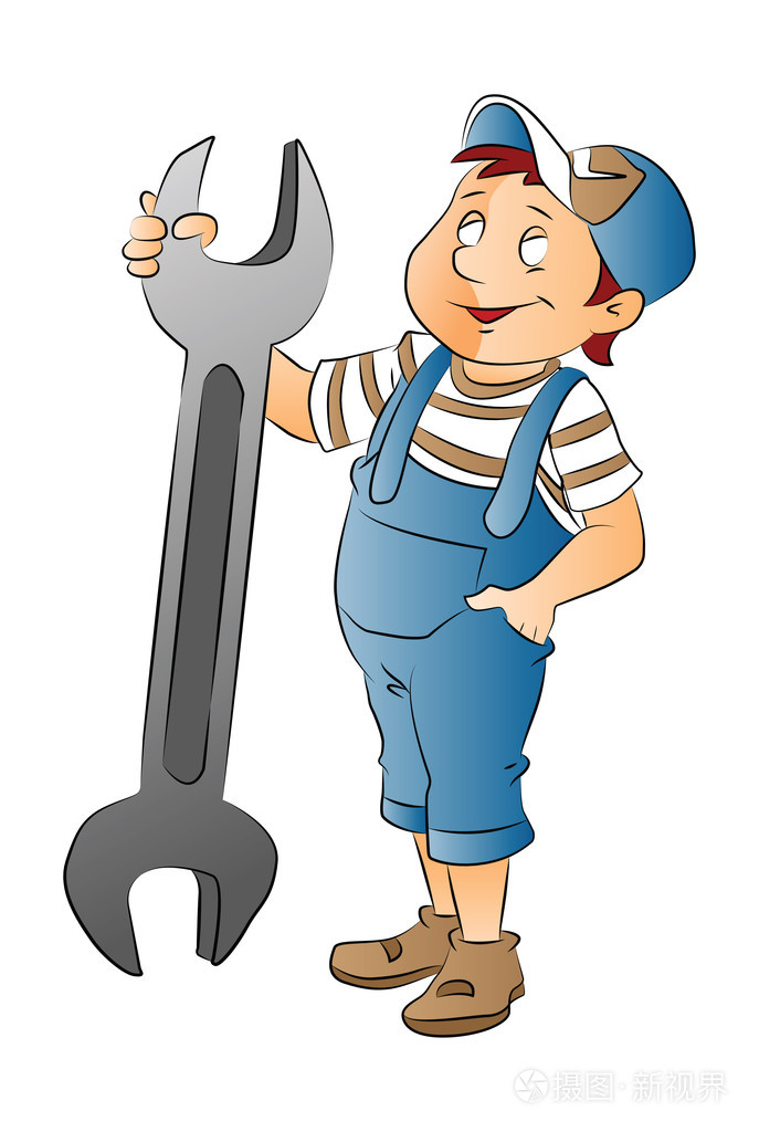 男孩用大扳手,图