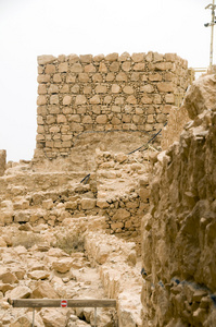 马萨达古堡在朱迪亚沙漠俯瞰死海以色列亚洲中东