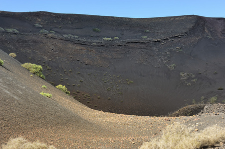 在帝曼法雅国家公园 兰萨罗特岛岛 ca 的火山口