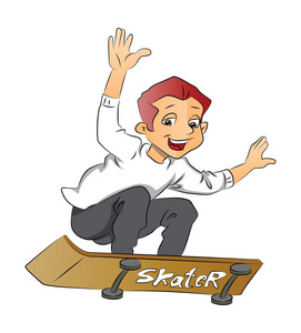 pojke p en skateboard, illustration