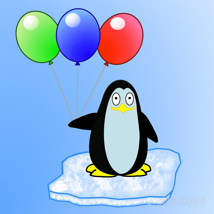 与空气的大理石立场上的集成电路块小时绘制的企鹅