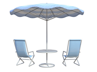 沙滩椅 伞在白色背景上