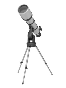 在白色背景上望远镜