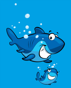 卡通微笑鲨鱼家庭照片