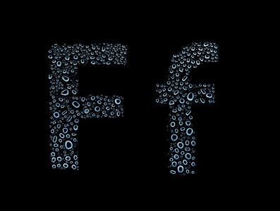 水滴字母表字母 f，孤立黑