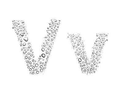 水滴字母表字母 v，孤立白
