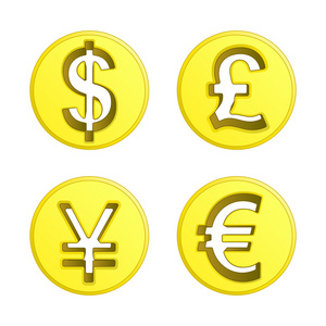 美元欧元日元和英镑硬币矢量包