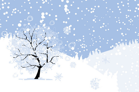 冬天树为您的设计的。圣诞假期