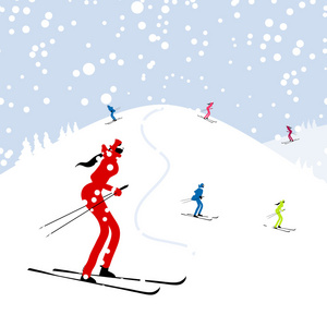 您设计的的滑雪 冬山风景