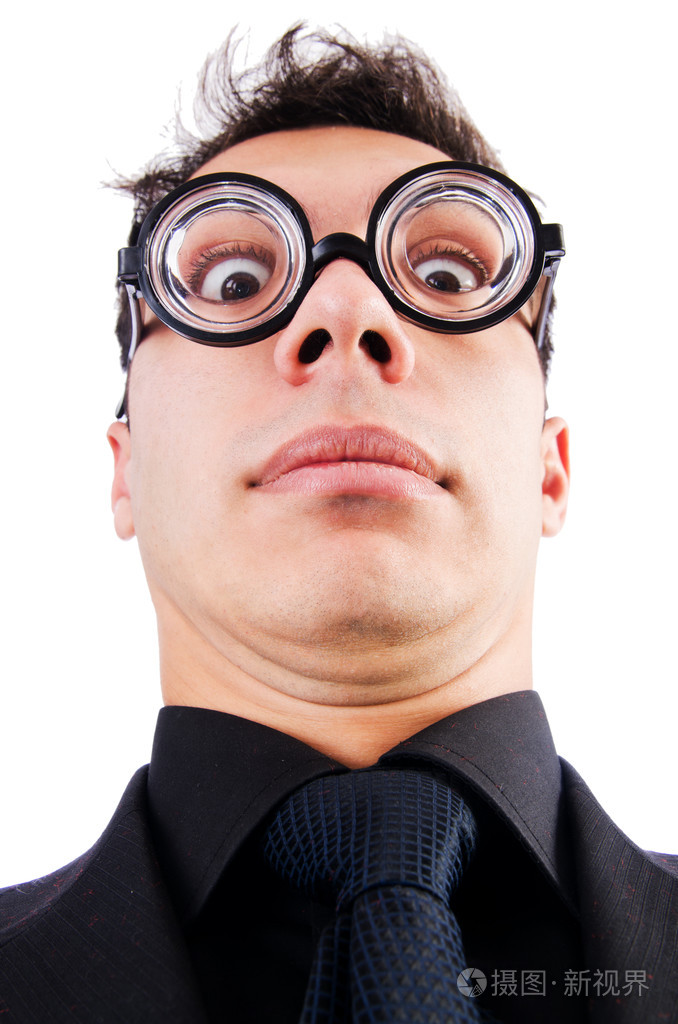 孤立在白色的书呆子商人照片-正版商用图片1byp4x-摄图新视界