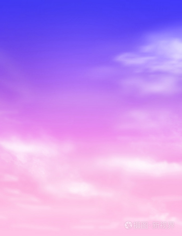 蓝色紫粉红色天空与云彩，背景