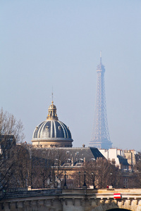 通过 pont neuf 在巴黎埃菲尔铁塔的视图