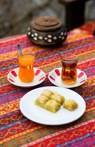 橙和苹果土耳其的茶 baklawa