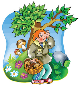 怕孩子在树林迷路的男孩照片