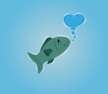 鱼在水中的使泡沫的心