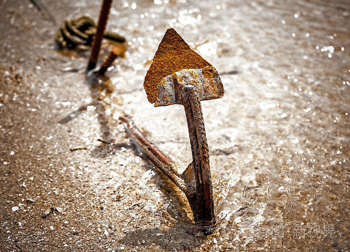 沙滩上的锚点jpg