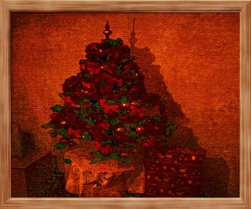 在画布上绘制的圣诞树