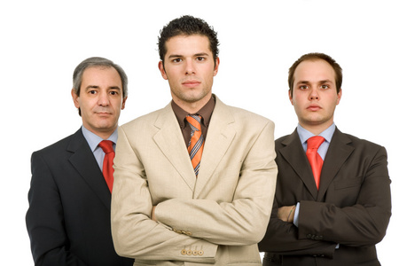 孤立在白色背景上的三个商务男士
