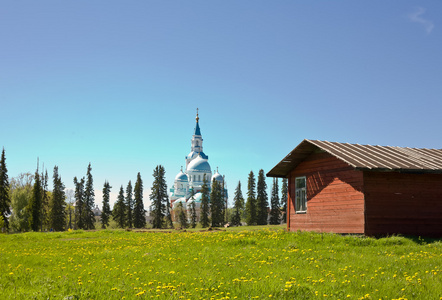 东正教修道院的 valaam 岛上的美丽景色。拉多加湖。俄罗斯北部的