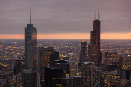 芝加哥天际线从汉考克大厦