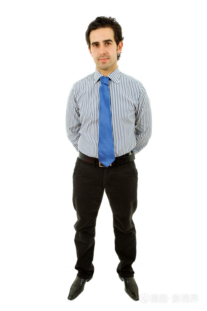 年轻商务男人全身被隔绝在白色背景上