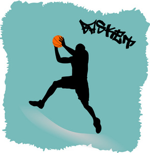一个篮球运动员与球的插图