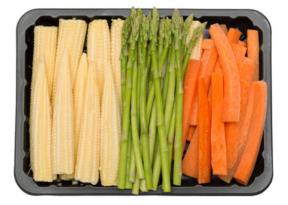 新鲜蔬菜在一个塑料盒