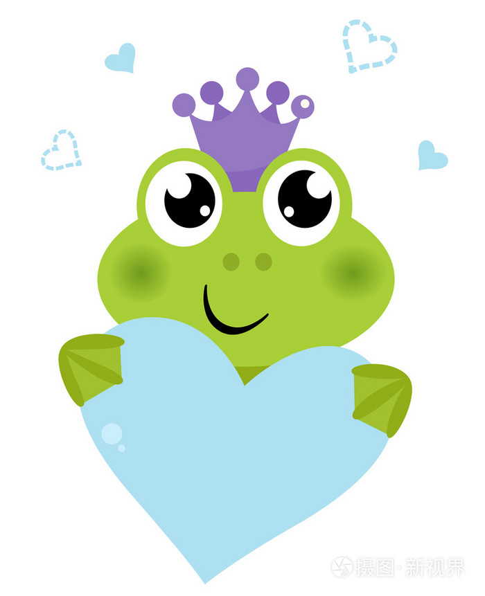 可爱青蛙握着白色上孤立的心