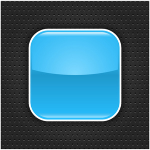 反射色黑色背景上的蓝色光泽空白 web 2.0 按钮