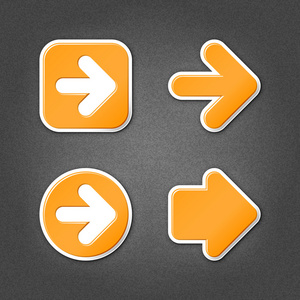 4 橙色贴纸箭头标志网页图标