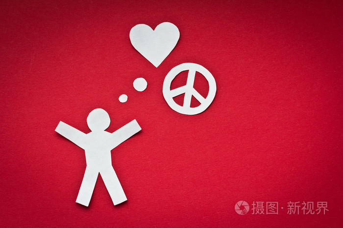 纸的人想着爱与和平您的文本的空间