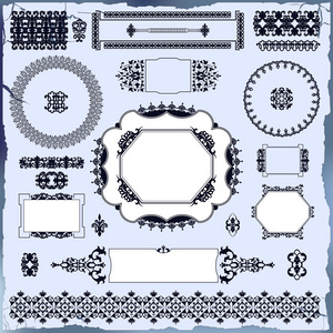 设计美丽装饰复古元素的集合