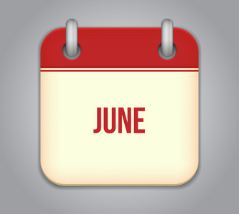 矢量日历应用程序图标。6 月