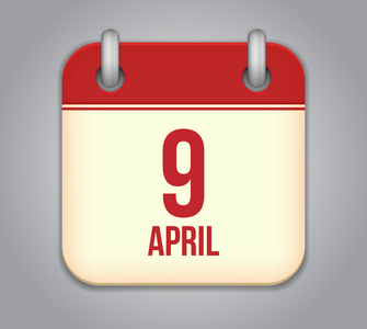 矢量日历应用程序图标。4 月 9 日